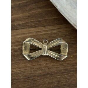 Vintage Gold Tone Bow Shaped Brooch Pin Pendant Costume Jewelry 1960s
